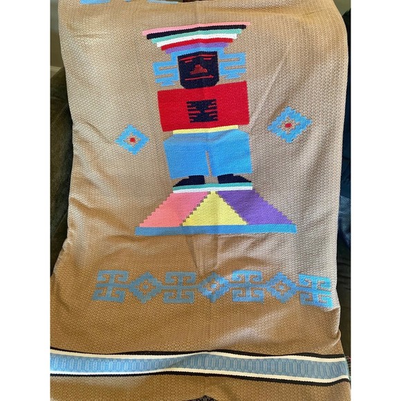 Brena Made in Mexico Southwestern Style Aztec Blanket with Tassels Brena 93”x57” - Picture 3 of 10